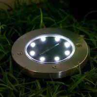 Садовый светильник, уличный, на солнечной батарее, 8 LED, свечение белое