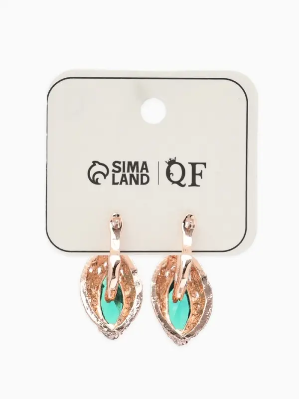Серьги со стразами &laquo;Эдель&raquo;, эллипс ажурный, цвет изумрудный в розовом золоте