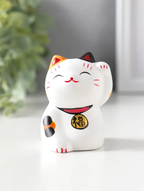 Сувенир керамика "Котик Манэки-нэко пятнистый" 5,3х7,3х6 см