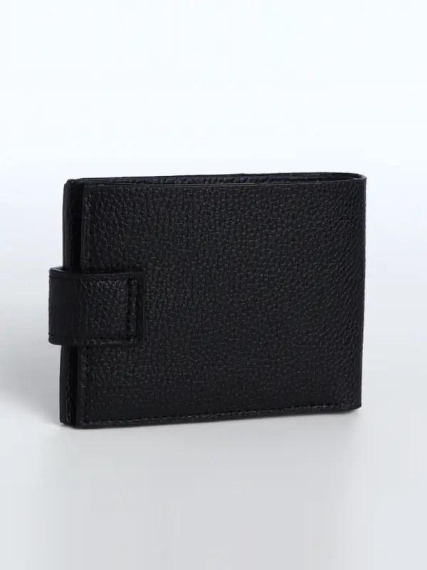 Портмоне мужское на кнопке, отдел для карт, монет, чёрное