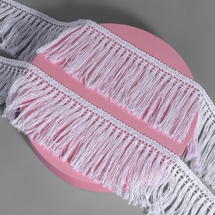 Тесьма декоративная «Бахрома», 75 мм, 10 ± 1 м, цвет белый Тесьма декоративная «Бахрома», 75 мм, 10 ± 1 м, цвет белый