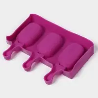 Форма для мороженого &laquo;Эскимо волна&raquo;, силикон, 19.4&times;13 см, 3 ячейки (7&times;4 см), МИКС