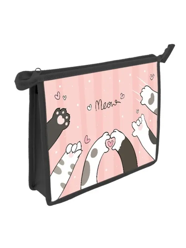 Папка д/тетрадей А4 молния сверху пластик "Кошачьи лапки"