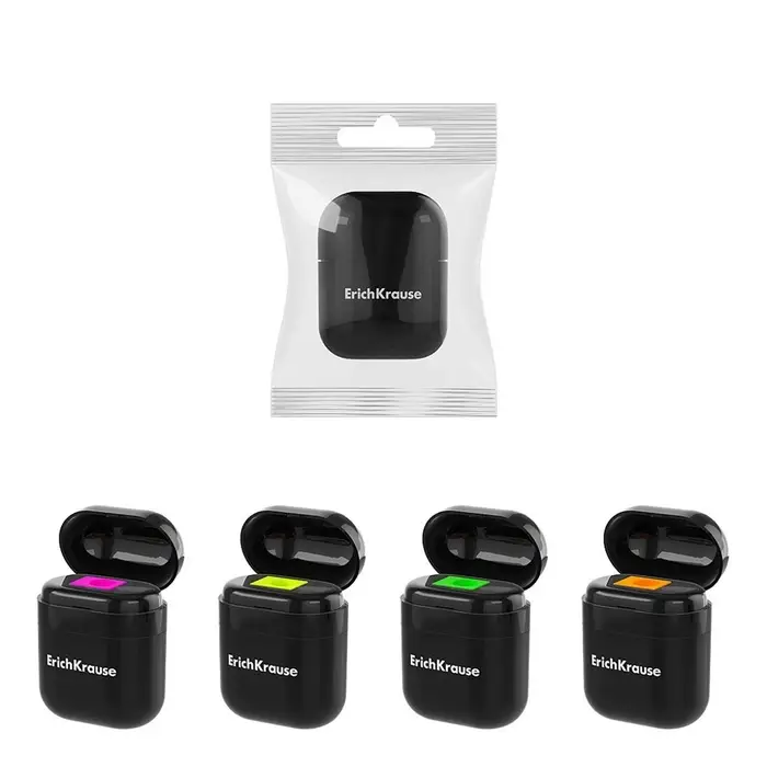 Точилка ErichKrause Case Accent, 1 отверстие, с контейнером, МИКС