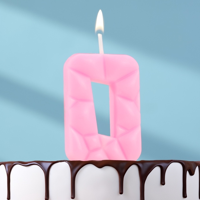 Свеча для торта Свеча для торта "Лёд", цифра "0, светло розовая