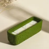 Свеча в вулканическом подсвечнике "Ящик" 3 хлопковых фитиля, зелёная 5,2х15х4,7 см