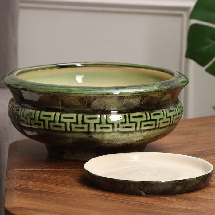 Набор горшков 3шт "Плошка" 9 л/4,5 л/1,5 л зеленый