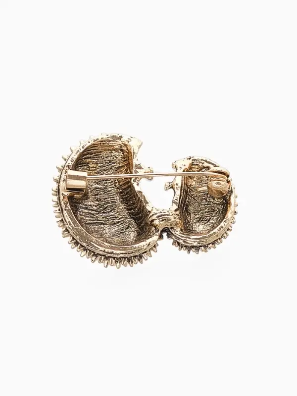 Брошь &laquo;Ёжики&raquo;, чёрно-белая в чернёном золоте