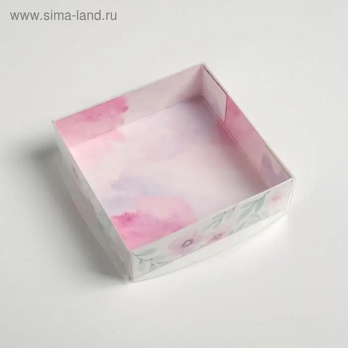 Кондитерская упаковка, коробка для макарун с пластиковой крышкой, «Весенний подарок», 12 х 12 х 3.5 см Кондитерская упаковка, коробка для макарун с пластиковой крышкой, «Весенний подарок», 12 х 12 х 3.5 см