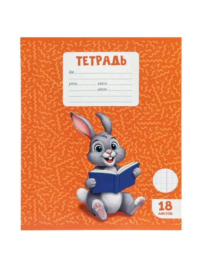 Тетради 10 штук, 18 листов в клетку Calligrata KIDS, серые листы, блок №2, 5 видов