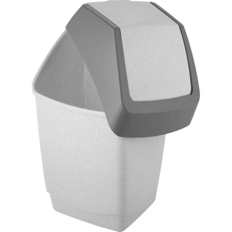 Ведро мусорное пластик 7л прям серое с черн крышк-маят мрамор 210х370х200мм