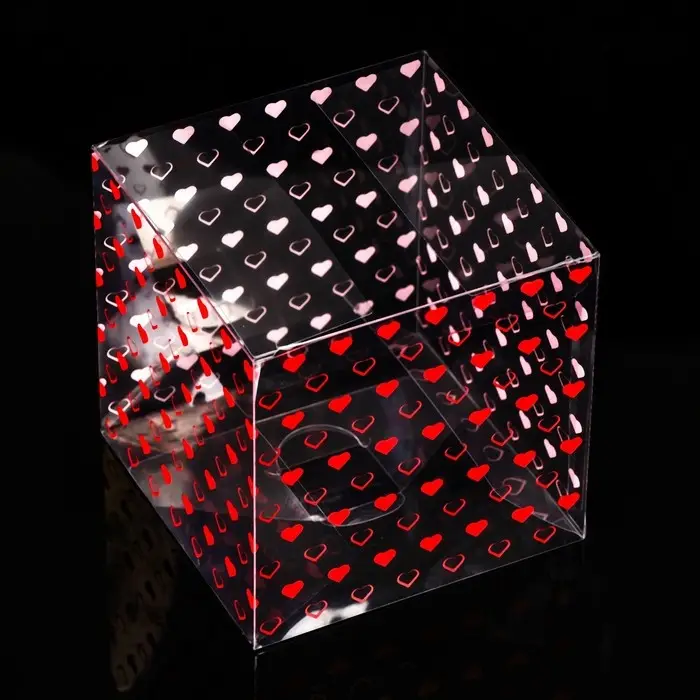 Складная прозрачная коробка из PVC, для упаковки подарков, «Сердечки», 11×11×11 см Складная прозрачная коробка из PVC, для упаковки подарков, «Сердечки», 11×11×11 см