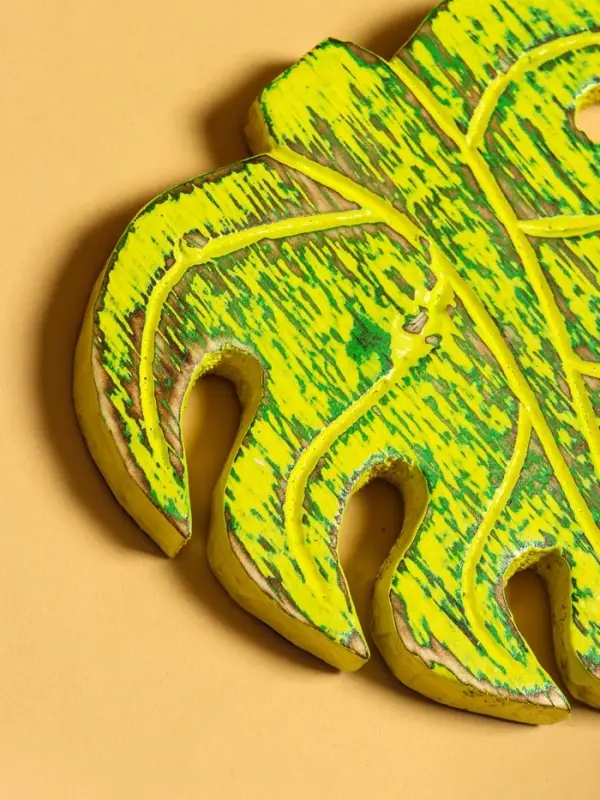 Панно &laquo;Лист&raquo;, 12&times;13&times;1 см, дерево, зелёное