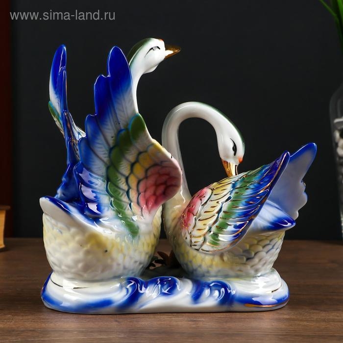 Сувенир керамика Сувенир керамика "Лебеди в заводи с цветами" цветные 21х20,7х10,3 см