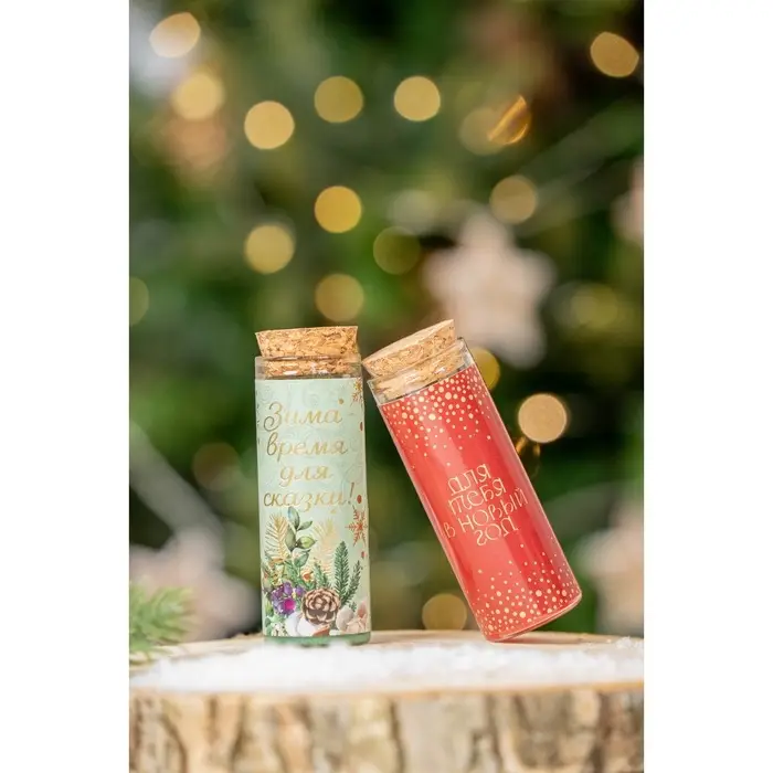 Новогодние свечи в колбе, набор 2 шт., аромат мята и ваниль, 3×3×8 см