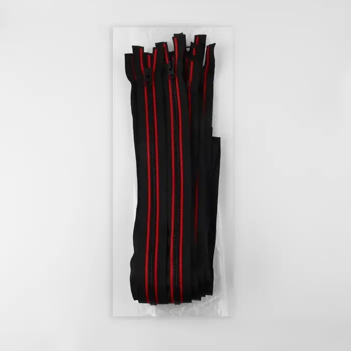 Молния «Трактор», №8, разъёмная, замок автомат, 80 см, чёрная, красная