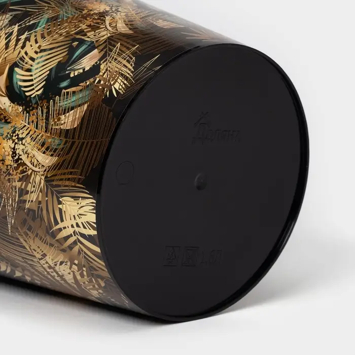 Горшок для цветов с поддоном Доляна «Голди. Листья», 1,6 л, d=14 см, h=15,5 см, пластиковый, цвет чёрный Горшок для цветов с поддоном Доляна «Голди. Листья», 1,6 л, d=14 см, h=15,5 см, пластиковый, цвет чёрный