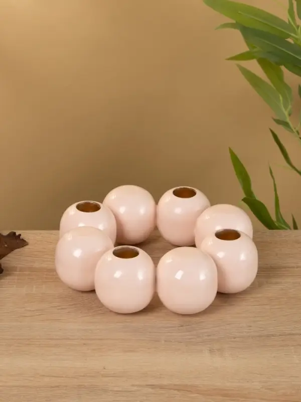 Подсвечник на 4 свечи  Подсвечник на 4 свечи "Бусы" с 8 сферами розовый 19х19х5,5 см