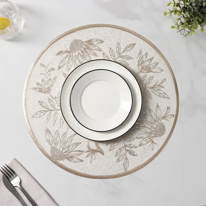 Салфетки сервировочные на стол Доляна &laquo;Ботаника&raquo;, 2 шт., d=38 см, бежевые