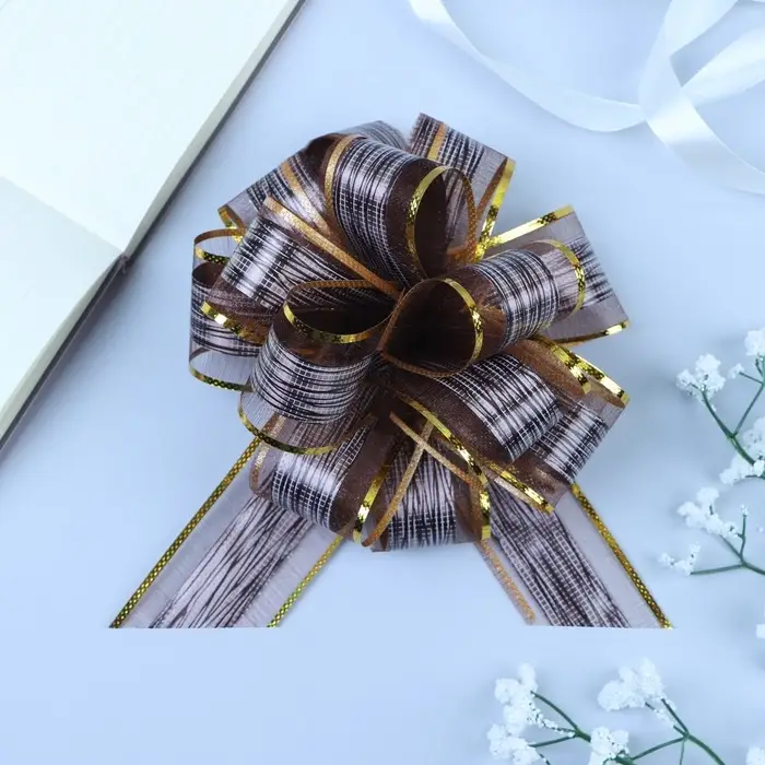 Подарочный бант - шар №5 &laquo;Узор&raquo;, цвет кофейный, для упаковки подарков