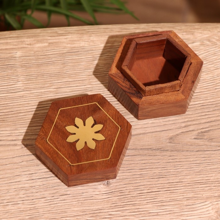 Шкатулка  Шкатулка "Солнце" 6,5х7,5х4 см, дерево шишам