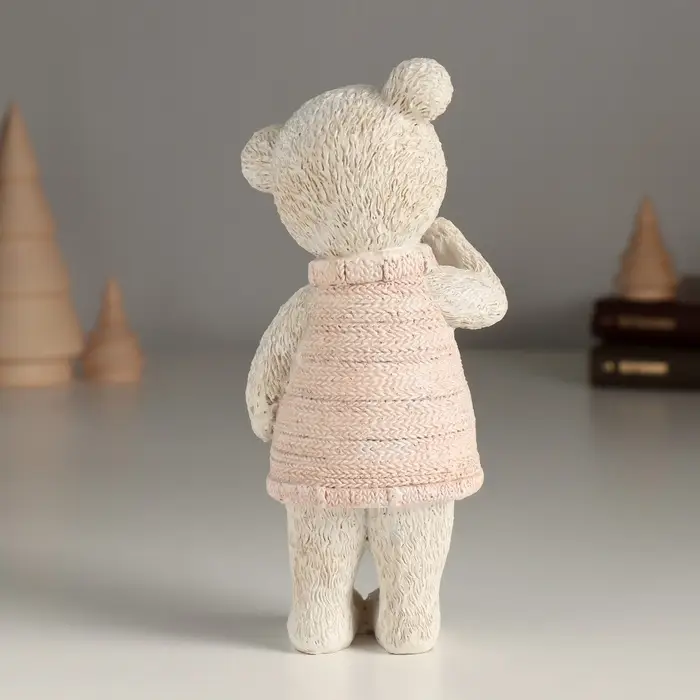 Фигурка полистоун &laquo;Удивленный мишка в розовом свитере&raquo;, 7.5&times;5.5&times;16 см