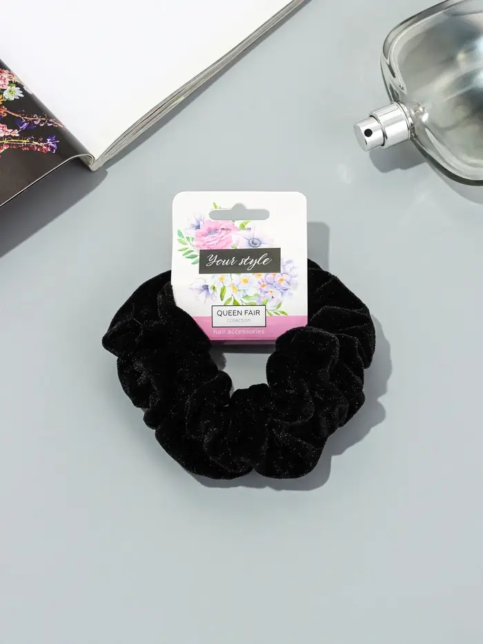 Резинка для волос «Орбита», дэемма бархат, 10 см, чёрная