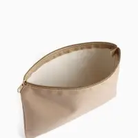 Косметичка на молнии, плоская, средний размер, однотонная, бежевая