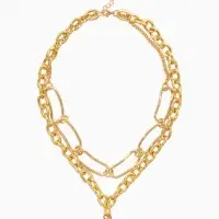 Цепь многослойная &laquo;Железное сердце&raquo;, 2 яруса, L=32 и 40 см, цвет золото
