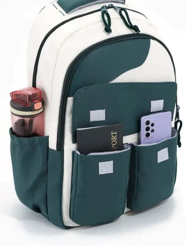 Рюкзак школьный, с кошельком, для девочки, 32&times;14&times;46 см, зелёный