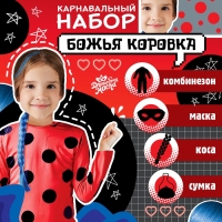Карнавальный набор «Божья коровка»: комбинезон, маска, коса, сумка, рост 110-122 см