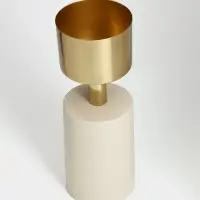 Подсвечник на 1 свечу &laquo;Кубок&raquo;, 10&times;10&times;28.5 см, бежевый с золотом