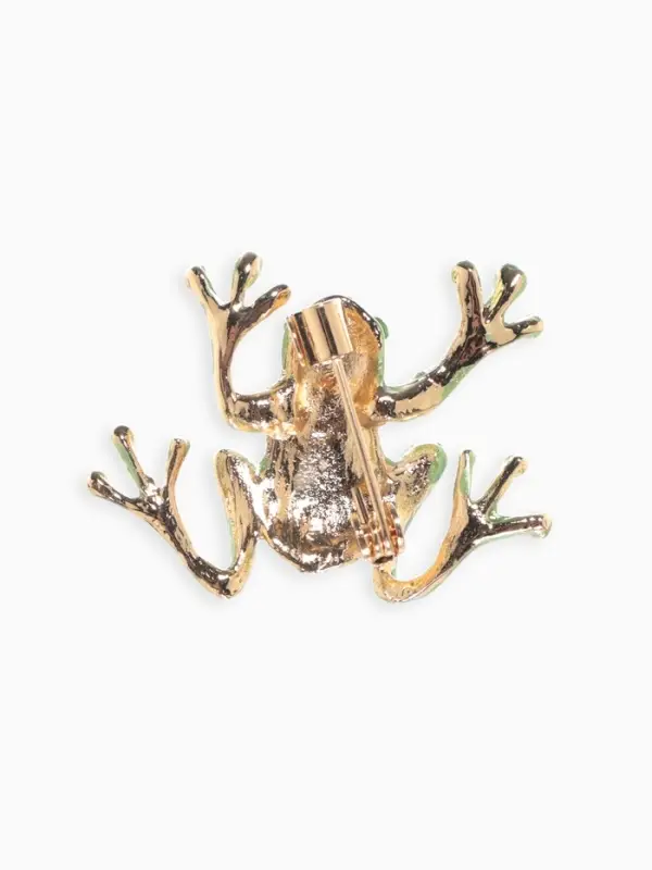 Брошь &laquo;Лягушка&raquo;, волшебная, зелёная в золоте