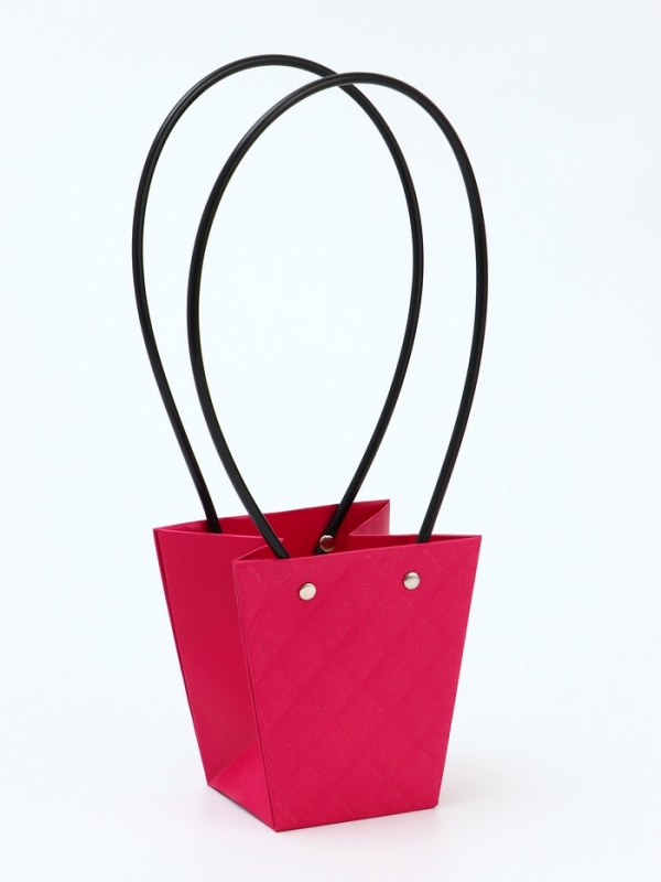 Сумка для цветов тиснение малина влагостойкая, 12x12-8x8-12.5 см Сумка для цветов тиснение малина влагостойкая, 12x12-8x8-12.5 см