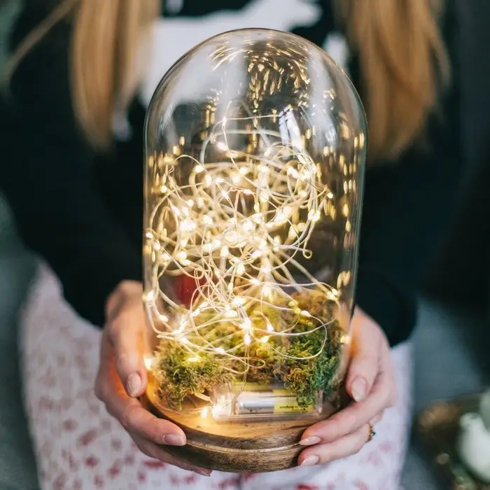 Гирлянда &laquo;Нить&raquo; 5 м, роса, IP20, серебристая нить, 50 LED, 2 режима, от батареек АА&times;3, свечение тёплое белое / мульти