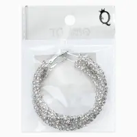 Серьги-кольца со стразами &laquo;Россыпь&raquo;, d=5.5 см, белые в серебре