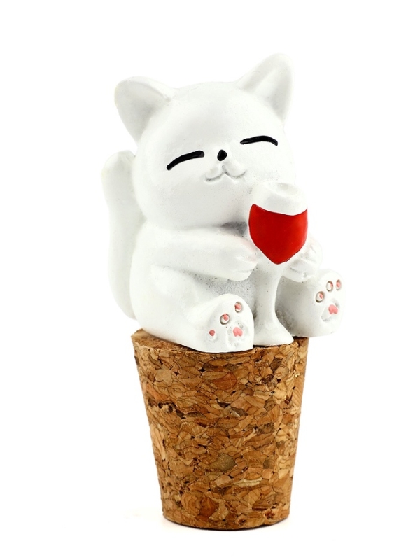 Пробка для вина "Котик с вином", 6 х 2.7 см