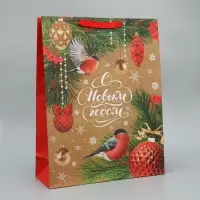 Пакет подарочный новогодний крафтовый «Снегири», L 31 х 40 х 11.5 см Пакет подарочный новогодний крафтовый «Снегири», L 31 х 40 х 11.5 см