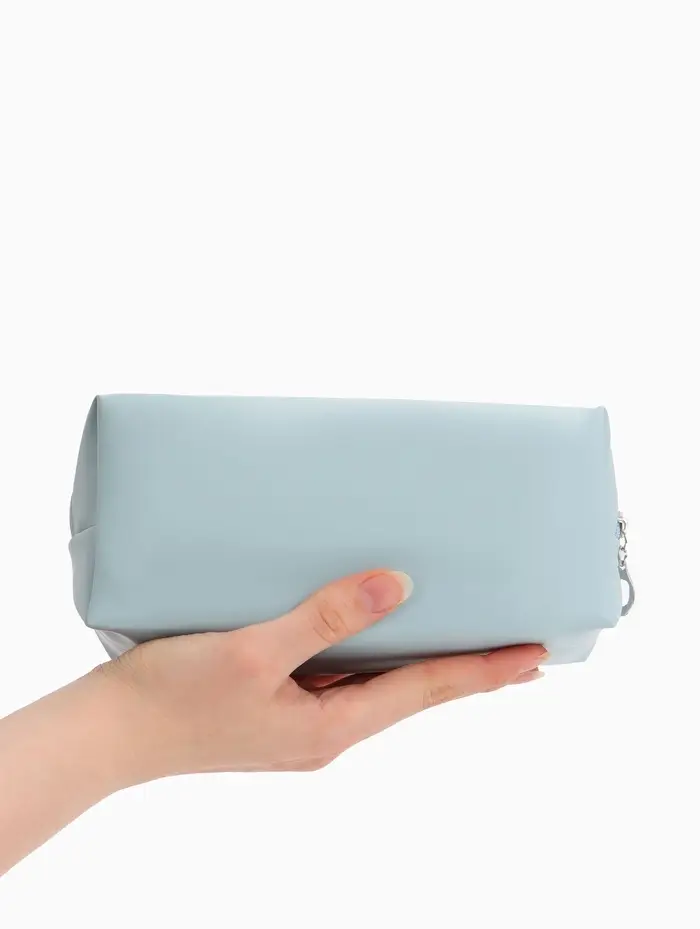 Косметичка женская ONE COLOR, на молнии, экокожа, голубая