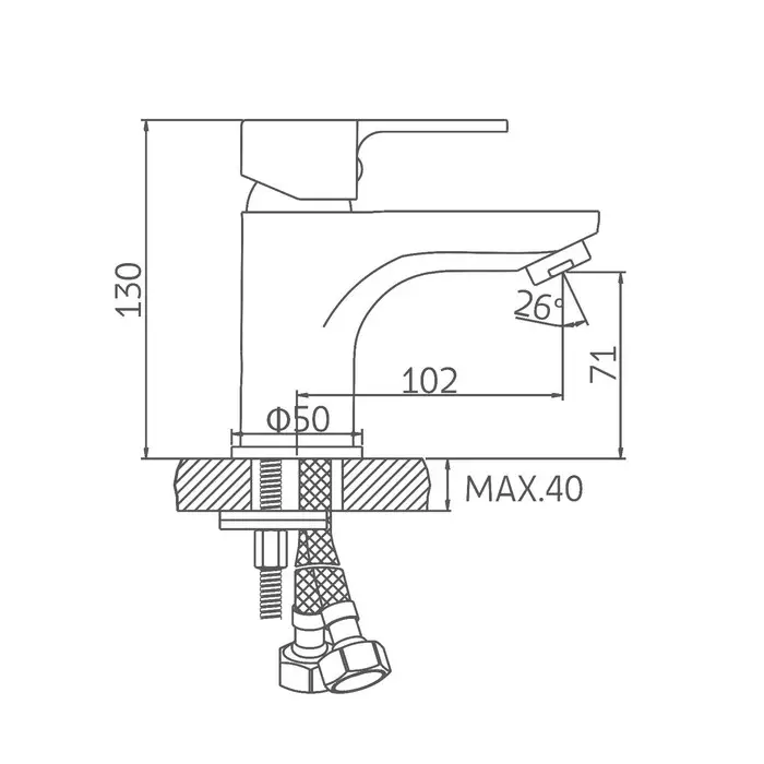 Смеситель для раковины Accoona A9067, однорычажный, силумин, хром