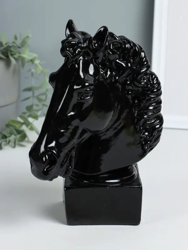 Копилка "Голова коня" высота 25 см, чёрный