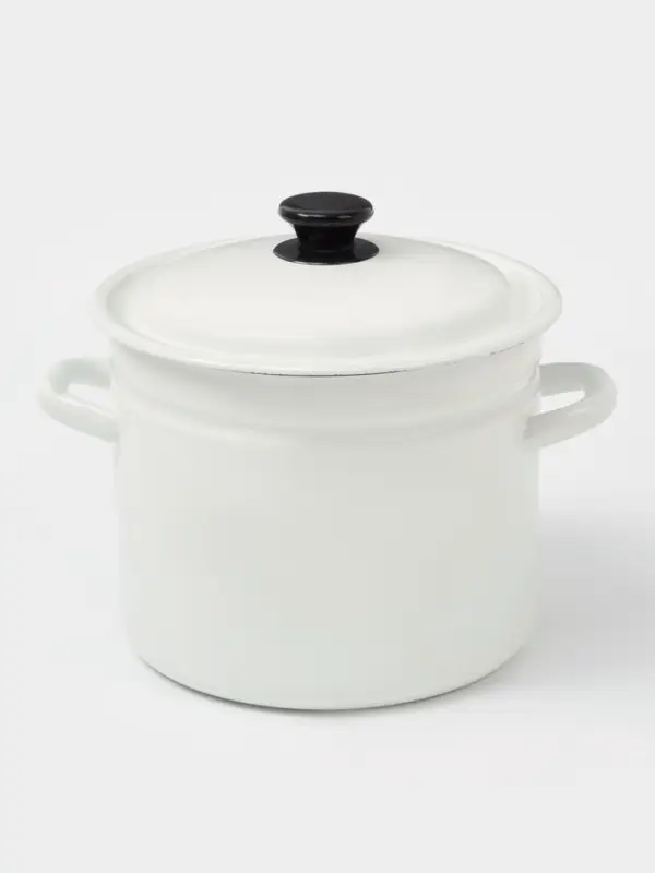 Кастрюля эмалированная, 7 л, d=25 см, с крышкой, без деколи, белая