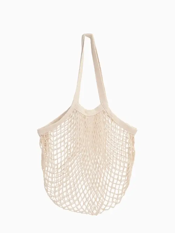 Сумка - авоська плетёная, клетка 1.5 см, бежевая