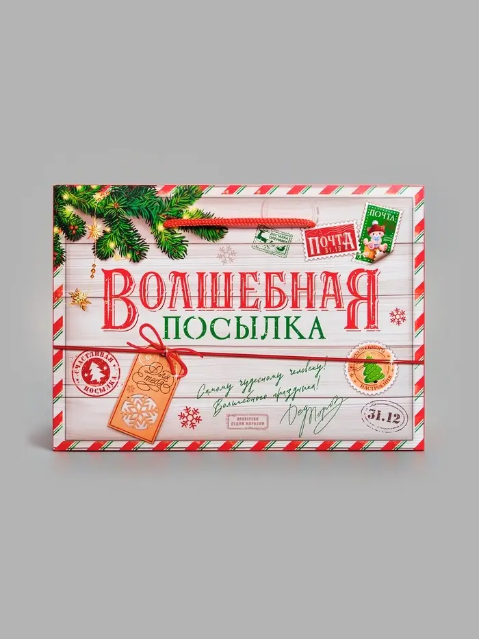 Пакет - коробка новогодний &laquo;Волшебная посылка&raquo;, 28&times;20&times;13 см
