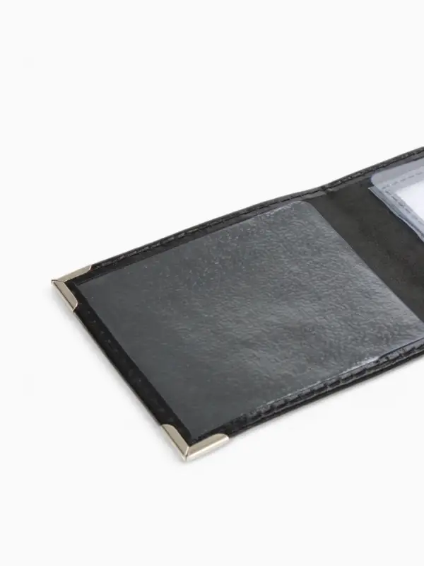 Обложка на удостоверение с окошком, натуральная кожа, чёрная