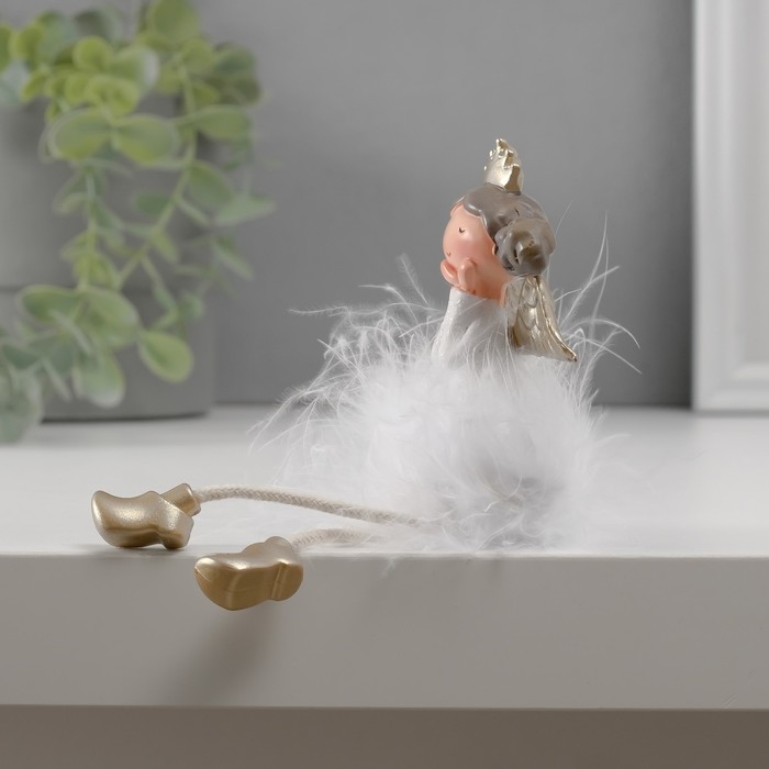 Сувенир полистоун "Ангелочек-принцесса пушок стесняшка с длинными ножками" 8,5х5,5х4 см