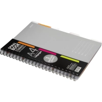 Бизнес-тетрадь 140л,кл,А4,SPIRAL BOOK Серый,евроспир,обл.пласт,раздел.84103