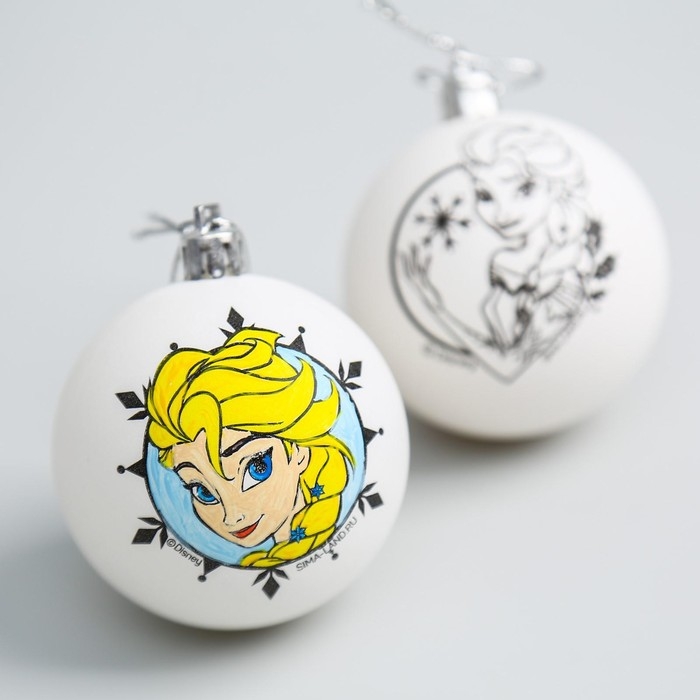 Новый год. Набор ёлочных шаров под раскраску, 2 штуки, 5.5 см, Холодное сердце Новый год. Набор ёлочных шаров под раскраску, 2 штуки, 5.5 см, Холодное сердце