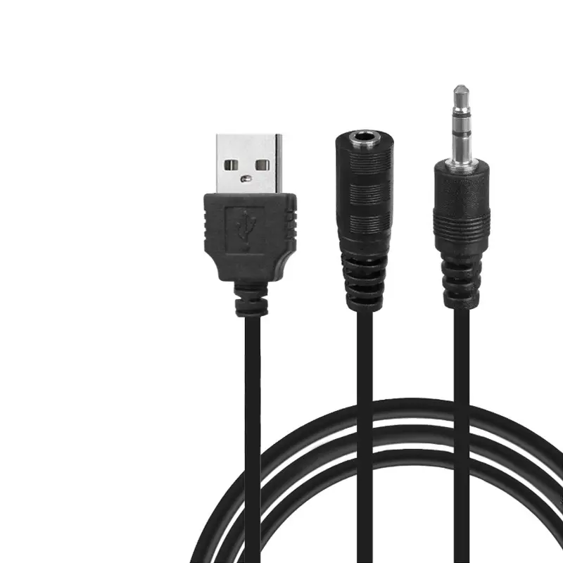 Переходник USB+ Jack 3.5 на AUX (мама) 25см