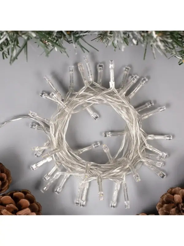 Гирлянда &laquo;Нить&raquo; 4 м, IP20, прозрачная нить, 40 LED, свечение тёплое белое, 2 режима, AAх3